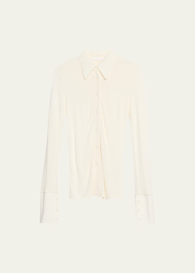 Shop Helmut Lang Button-front Viscose Shirt In Iv