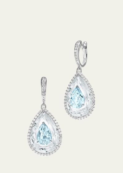 Shop Boghossian White Gold Inlay Shine Earrings With Aquamarine And Crystal