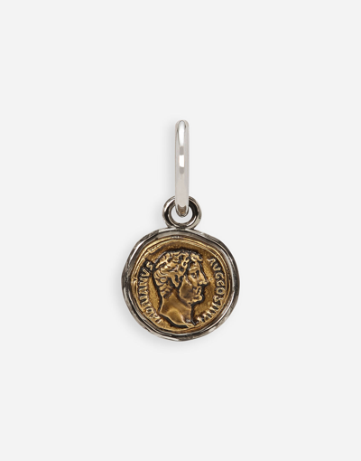 Shop Dolce & Gabbana Single Earring With Coin In Silver
