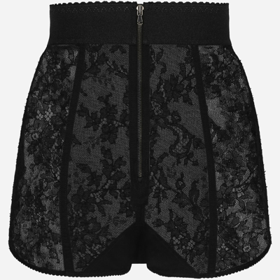 Dolce & Gabbana Lace High-waisted Panties With Elasticated Waistband In Black