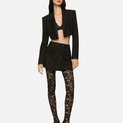 Shop Dolce & Gabbana Twill Mini Wrap Skirt In Black