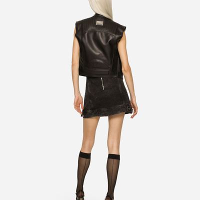 Shop Dolce & Gabbana Zip-up Leather Vest In Black