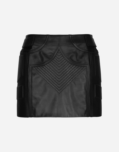 Shop Dolce & Gabbana Nappa Leather Miniskirt In Black