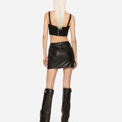 Shop Dolce & Gabbana Nappa Leather Miniskirt In Black