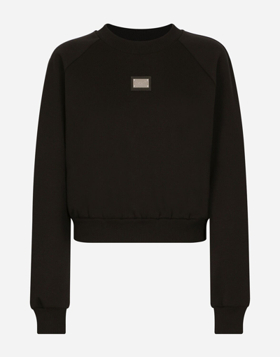 Shop Dolce & Gabbana Technical Jersey Sweatshirt With Dolce&gabbana Tag In Black