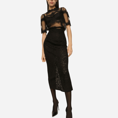 Dolce & Gabbana Tulle Calf-length Skirt In Black