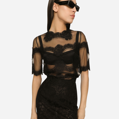 Dolce & Gabbana Tulle Calf-length Skirt In Black