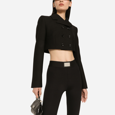 Dolce & Gabbana Short Double-breasted Suit Jacket In Black