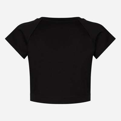Shop Dolce & Gabbana Cropped Jersey T-shirt With Dolce&gabbana Tag In Black