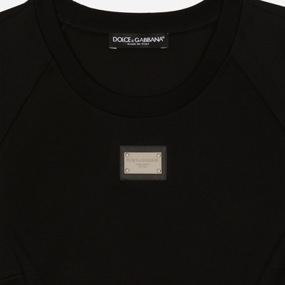 Dolce & Gabbana Logo Patch Cotton T-shirt In Black