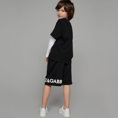 Dolce & Gabbana Long-sleeved Jersey T-shirt With Logo Print In Multicolor