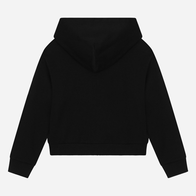 Shop Dolce & Gabbana Zip-up Hoodie With Logo Print In Black