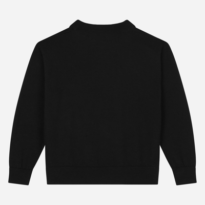 Shop Dolce & Gabbana Round-neck Plain Knit Sweater With Logo Tag In Black