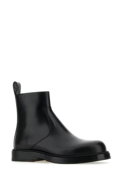 Bottega Veneta Ben Leather Ankle Boots In Black