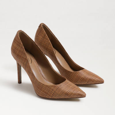 Shop Sam Edelman Hazel Pointed Toe Pump Cuoio Basket Weave In Brown