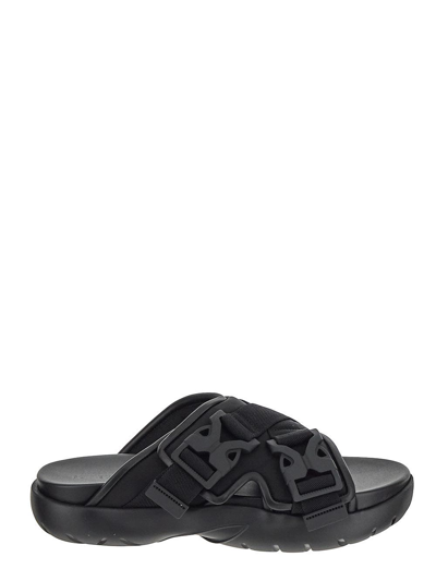 Shop Bottega Veneta Snap Slide Sandal In Black