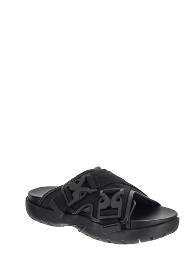 Shop Bottega Veneta Snap Slide Sandal In Black