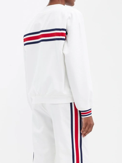Shop Gucci Web Stripe Jersey Cardigan In Red White Blue