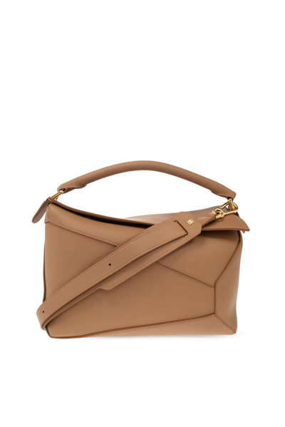 Shop Loewe Puzzle Medium Shoulder Bag In Brown