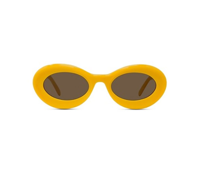 Shop Loewe Oval Frame Sunglasses In Yellow