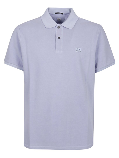 Shop C.p. Company Logo Embroidered Short Sleeved Polo Shirt In Purple