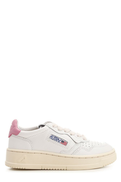 Shop Autry Kids Logo Patch Panelled Sneakers In White