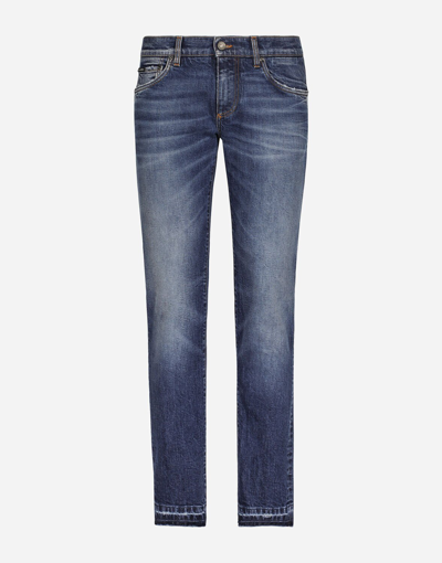 Shop Dolce & Gabbana Washed Skinny Fit Stretch Denim Jeans In Multicolor