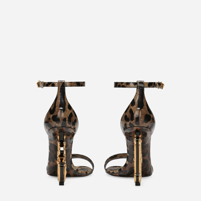 Shop Dolce & Gabbana Printed Polished Calfskin Baroque Dg Sandals In Animal Print