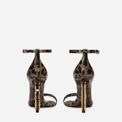 Dolce & Gabbana Keira 105 Leopard Print Leather Dg Baroque Sandals In Animal Print