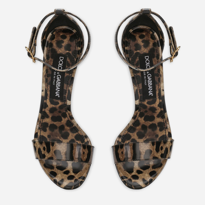 Dolce & Gabbana Keira 105 Leopard Print Leather Dg Baroque Sandals In Animal Print
