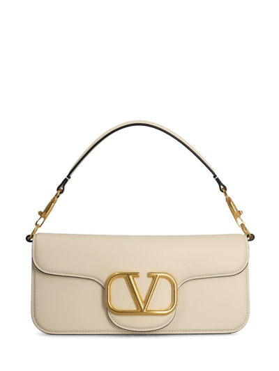 Shop Valentino Locò Foldover Top Shoulder Bag In White