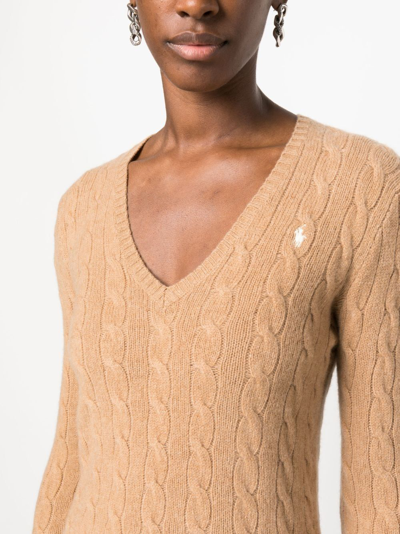 Shop Polo Ralph Lauren V Neck Sweater With Braids