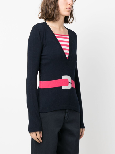 Shop Emporio Armani Striped Sweater With Belt Printing