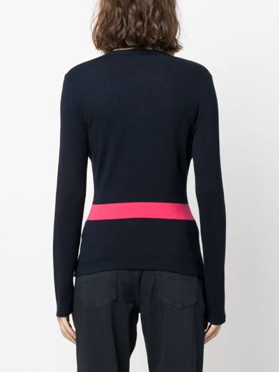 Shop Emporio Armani Striped Sweater With Belt Printing