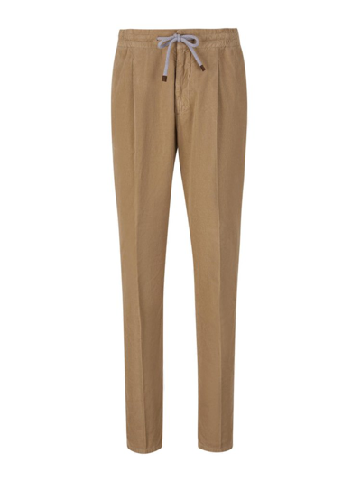 Shop Brunello Cucinelli Drawstring Pleated Pants In Brown