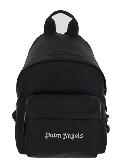 Shop Palm Angels Logo Printed Backpack In Black