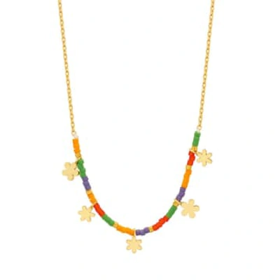 Shop Estella Bartlett - Ditsy Flower Miyuki Necklace In Gold