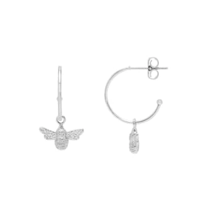 Shop Estella Bartlett - Bee Drop Hoop Silver Earrings In Metallic