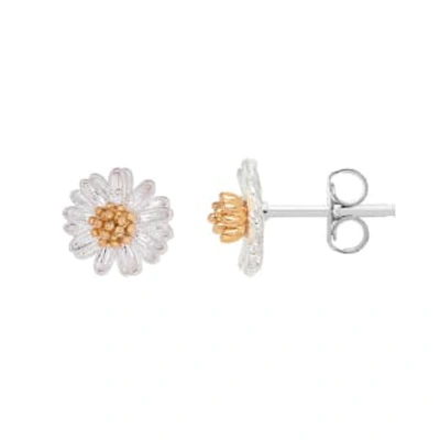 Shop Estella Bartlett - Mini Wildflower Stud Silver Earrings In Metallic