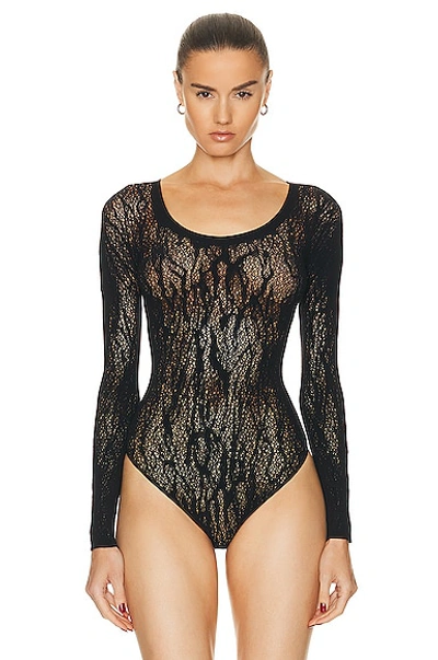 Shop Wolford Snake Lace String Bodysuit In Black