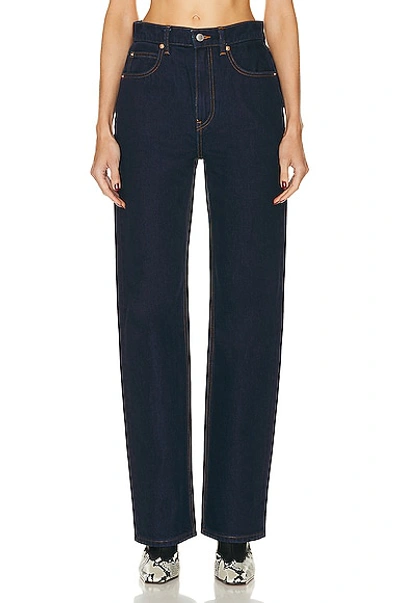 Shop Alexander Wang Mid Rise Relaxed Straight In Clean Bright Indigo