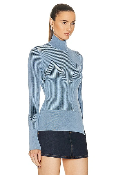 Shop Aknvas Lennox Two Toned Knit Top In Sky