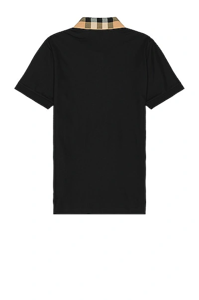 Burberry Check Collar Cotton Polo Shirt In Black