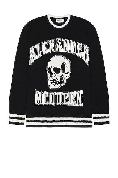 Shop Alexander Mcqueen Long Sleeve Crewneck In Black & Ivory