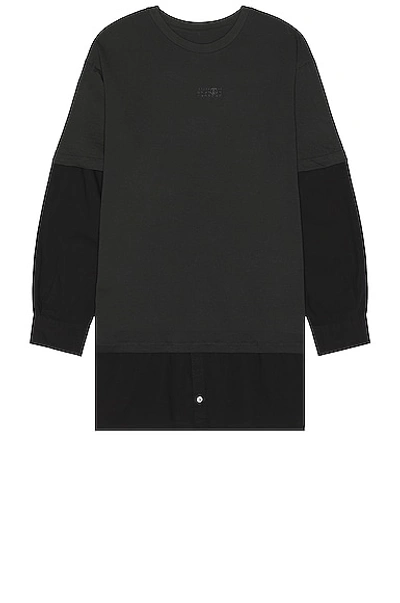 Shop Mm6 Maison Margiela Long Sleeve T-shirt In Anthracite