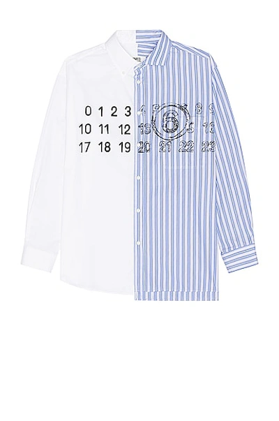 Shop Mm6 Maison Margiela Striped Shirt In Blue & White