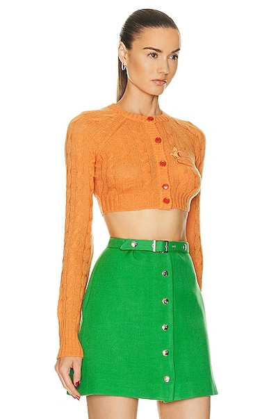 Shop Etro Cropped Cardigan In Orange