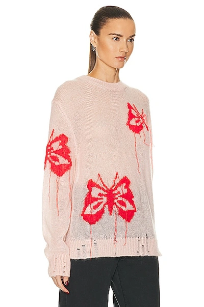 Shop Acne Studios Butterfly Sweater In Pale Pink & Red
