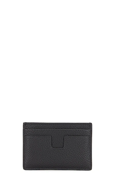 Tom Ford Black T Line Card Holder In Black