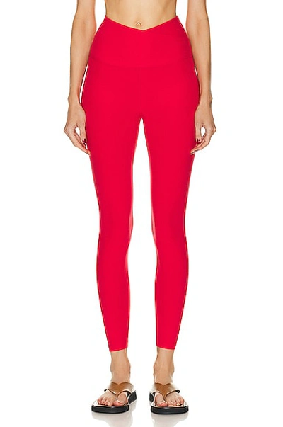 Shop Beyond Yoga Spacedye At Your Leisure High Waisted Midi Legging In Candy Apple Red Heather